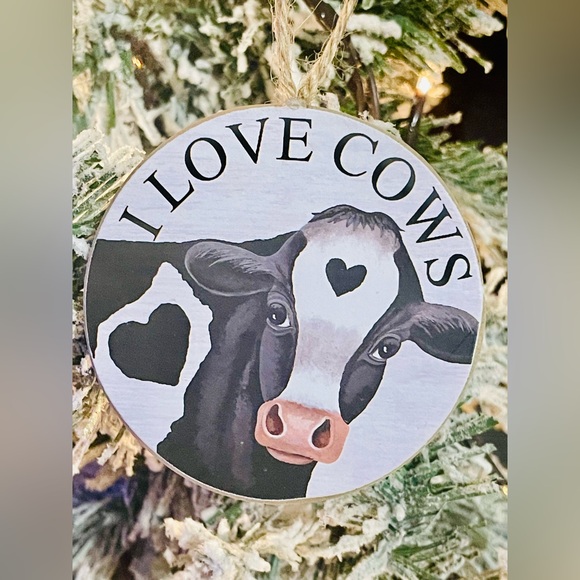 *I Love Farm Animal Round Ornament, Cows - Picture 3 of 12